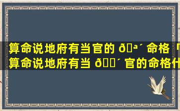算命说地府有当官的 🪴 命格「算命说地府有当 🐴 官的命格什么意思」